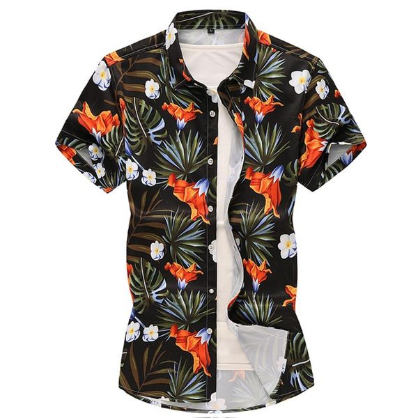men casual summer printed button short sleeve hawaiian t-shirt blouse, White;black
men casual summer printed button short sleeve hawaiian t-shirt blouse, White;black