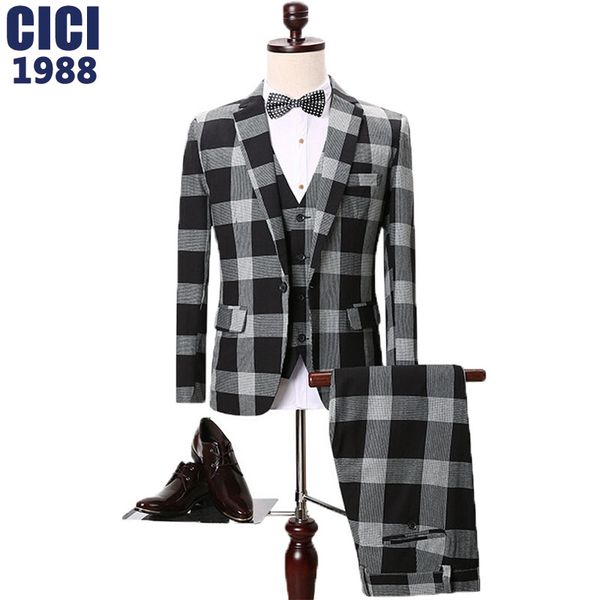 men's suits & blazers mens 3 piece plaid designs 2021 male casual suit slim fit formal wedding dress for men terno masculino 260, White;black
men's suits & blazers mens 3 piece plaid designs 2021 male casual suit slim fit formal wedding dress for men terno masculino 260, White;black