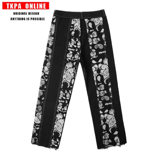 men's jeans tkpa high street cashew flower straight male bf loose stitching thes hip-hop decadent wind pants, Blue
men's jeans tkpa high street cashew flower straight male bf loose stitching thes hip-hop decadent wind pants, Blue