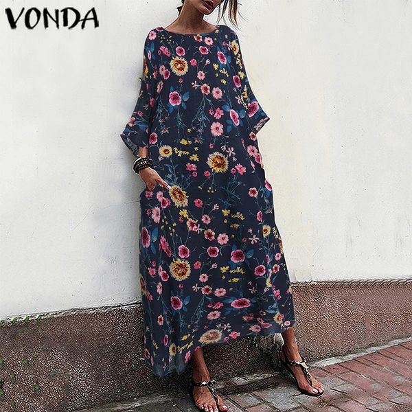 vintage printed long dress plus size o neck casual party dresses vonda 2020 autumn summer elegant women sundress plus size robe, Black;gray
vintage printed long dress plus size o neck casual party dresses vonda 2020 autumn summer elegant women sundress plus size robe, Black;gray