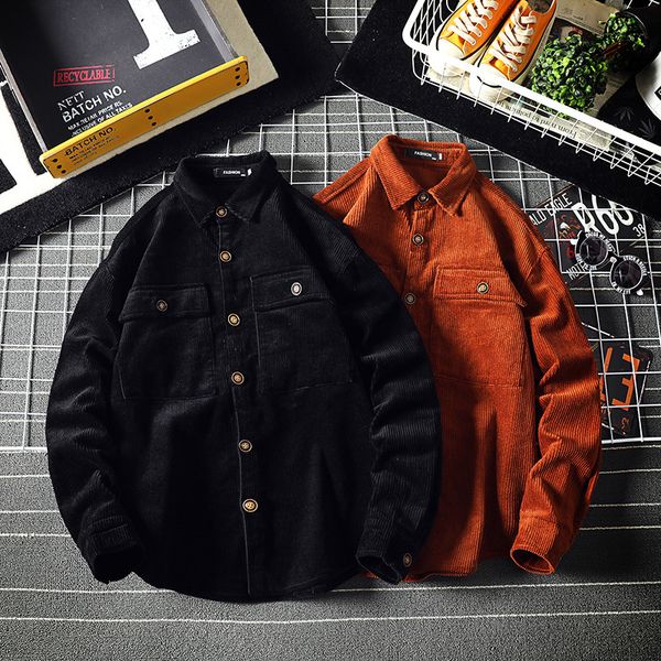 men's dress shirts 2021 autumn wear leisure time shirt loose more pocket corduroy work clothes male tide brand, White;black
men's dress shirts 2021 autumn wear leisure time shirt loose more pocket corduroy work clothes male tide brand, White;black