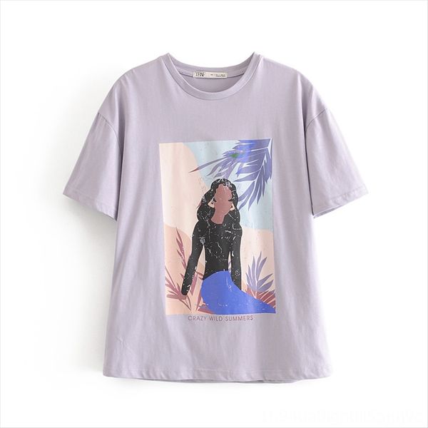 wind summer beauty pattern short-sleeved loose casual wind printed t-shirt summer women's beauty pattern printed short-sleeved t-shirt, White
wind summer beauty pattern short-sleeved loose casual wind printed t-shirt summer women's beauty pattern printed short-sleeved t-shirt, White