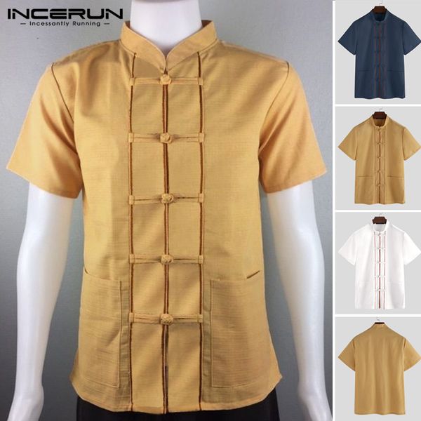 incerun summer chinese style shirts men button blouse man ethnic kungfu stand collar shout sleeve vintage shirts garment, White;black
incerun summer chinese style shirts men button blouse man ethnic kungfu stand collar shout sleeve vintage shirts garment, White;black