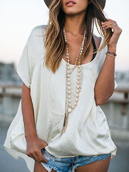women summer casual black beige loose short sleeve chiffon shirt plus size t-shirts two color, White
women summer casual black beige loose short sleeve chiffon shirt plus size t-shirts two color, White