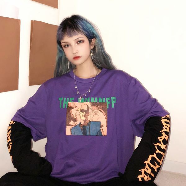 t-shirt women 2019 new spring streetwear hip hop contrast letter fake two-piece long sleeve top tees, White
t-shirt women 2019 new spring streetwear hip hop contrast letter fake two-piece long sleeve top tees, White