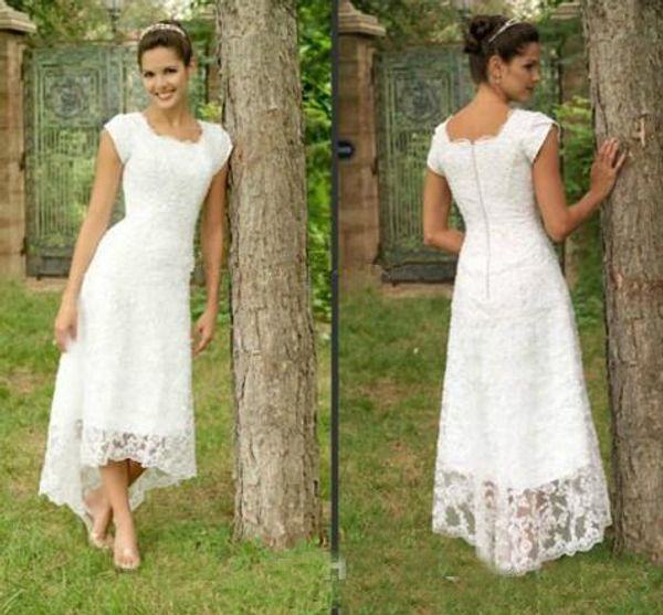 Full Lace High Low Wedding Dresses Sexy Square Neck Lace Appliques Cap Sleeve Hi Lo Country Wedding Gowns Bridal Dress Custom Robe de Mariee
Full Lace High Low Wedding Dresses Sexy Square Neck Lace Appliques Cap Sleeve Hi Lo Country Wedding Gowns Bridal Dress Custom Robe de Mariee