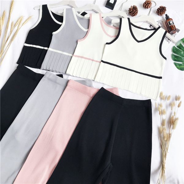 summer new knitted tank + high waist wide leg pants suit women sleeveless v-neck vest crop mid-calf length two piece set, White
summer new knitted tank + high waist wide leg pants suit women sleeveless v-neck vest crop mid-calf length two piece set, White
