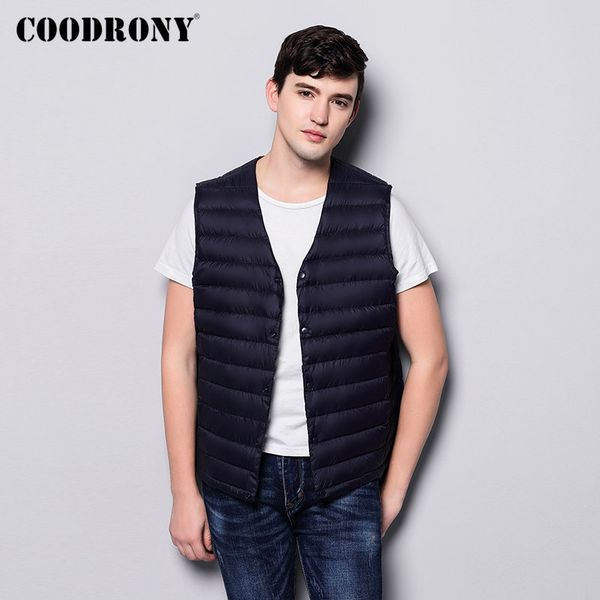 coodrony brand ultra thin down jacket men classic casual v-neck sleeveless vest coat men warm autumn winter jackets pocket 98026, Black
coodrony brand ultra thin down jacket men classic casual v-neck sleeveless vest coat men warm autumn winter jackets pocket 98026, Black