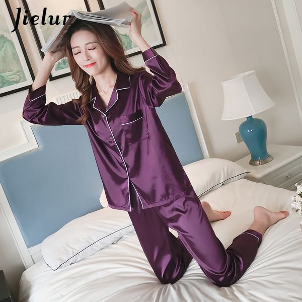 autumn lady long sleeve shirt+pants solid color casual home suit silk satin women pajama sets breathable pijama feminino, Black;red
autumn lady long sleeve shirt+pants solid color casual home suit silk satin women pajama sets breathable pijama feminino, Black;red