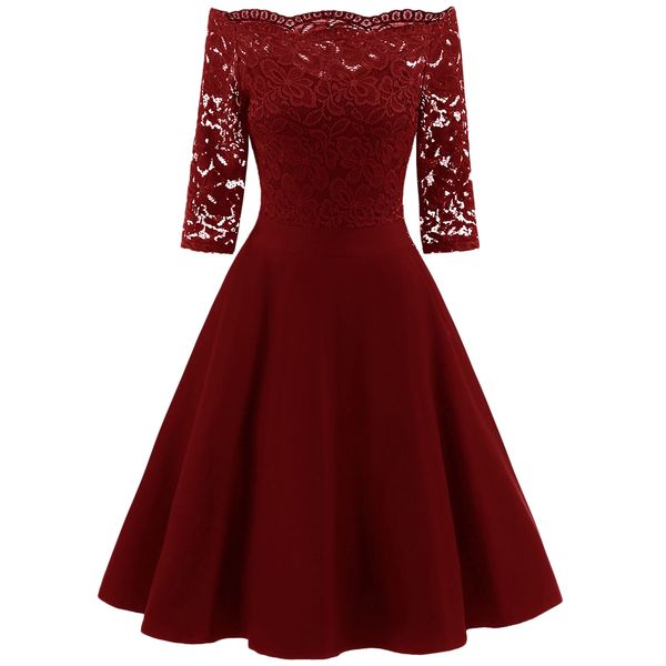 designer dress women clothing panel lace women dress spring off the shoulder vintage dresses elegant solid midi mujer designer clothes, Black;gray
designer dress women clothing panel lace women dress spring off the shoulder vintage dresses elegant solid midi mujer designer clothes, Black;gray
