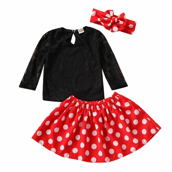 3pcs set toddler kid baby girl clothes lace t-shirt polka dot skirt outfit ing, White
3pcs set toddler kid baby girl clothes lace t-shirt polka dot skirt outfit ing, White