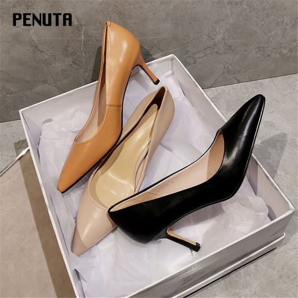 penuta womens genuine leather office shoes high heel pumps pointy toe ladies comfortable high heel shoes 2020, Black
penuta womens genuine leather office shoes high heel pumps pointy toe ladies comfortable high heel shoes 2020, Black