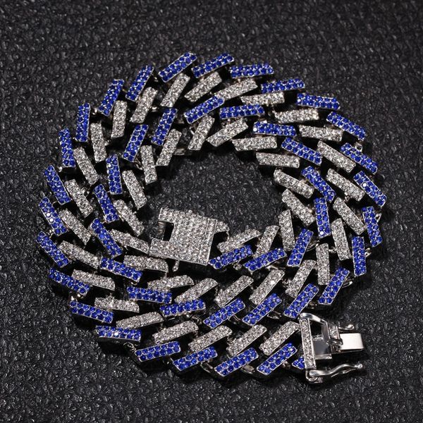 the bling king fashion iced prong cuban link chains necklaces 15mm mutil-colored blue/black rhinestones hiphop jewelry mens, Silver
the bling king fashion iced prong cuban link chains necklaces 15mm mutil-colored blue/black rhinestones hiphop jewelry mens, Silver