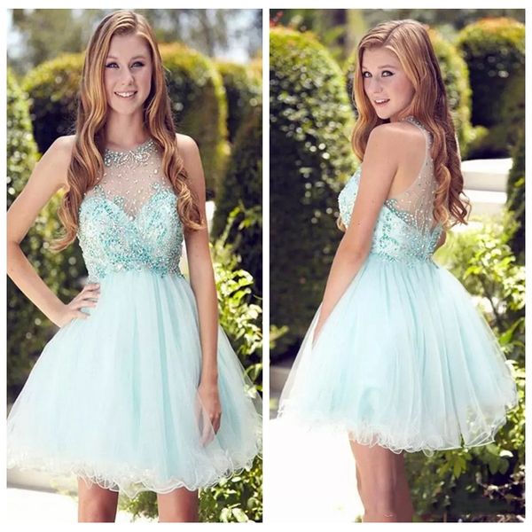 2019 sheer jewel short tulle beaded homecoming dresses formal slim graduation party gowns formal vestidos de soiree junior special, Blue;pink
2019 sheer jewel short tulle beaded homecoming dresses formal slim graduation party gowns formal vestidos de soiree junior special, Blue;pink