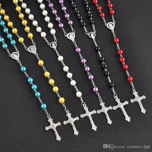 luxury faux pearl long necklaces multicolor fake pearl beads chain christian cross pendant necklace for women&ladies fashion jewelry, Silver
luxury faux pearl long necklaces multicolor fake pearl beads chain christian cross pendant necklace for women&ladies fashion jewelry, Silver