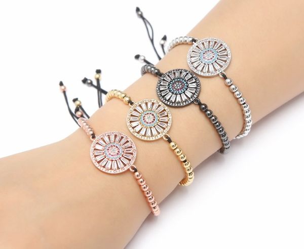 gold silver micro pave cz cubic zirconia rope adjusted copper beads bracelet yuh42 round charm braided bangles women, Black
gold silver micro pave cz cubic zirconia rope adjusted copper beads bracelet yuh42 round charm braided bangles women, Black