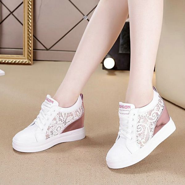 women platform wedge sneakers breathable lace mesh 7 cm height increasing woman outdoor shoes high heel casual shoes, Black
women platform wedge sneakers breathable lace mesh 7 cm height increasing woman outdoor shoes high heel casual shoes, Black
