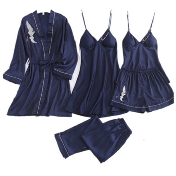 daeyard women's pajamas 5 pieces satin pajama sets sleepwear silk home wear embroidery sleep lounge lace pyjamas nightwear, Blue;gray
daeyard women's pajamas 5 pieces satin pajama sets sleepwear silk home wear embroidery sleep lounge lace pyjamas nightwear, Blue;gray