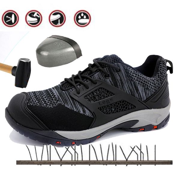 men work safety boot men shoes construction steel toe cap anti-smashing outdoor non-slip reflective mesh sneakers, Black
men work safety boot men shoes construction steel toe cap anti-smashing outdoor non-slip reflective mesh sneakers, Black