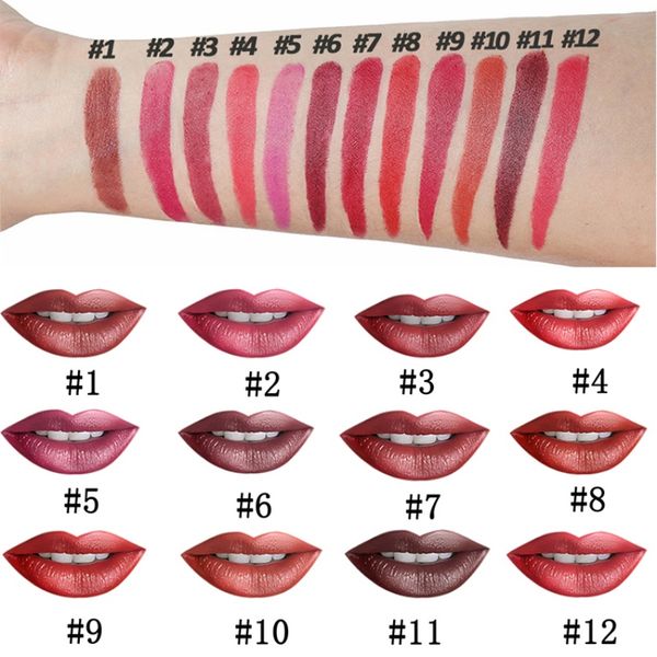 12 Colors Waterproof Nude Matte Lipstick Velvet Glossy Red Lipstick Tint Women Fashion Makeup