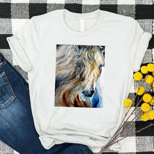 women shirt womens horse summer oil painting casual tshirt tees printed graphic clothes short sleeve female t-shirt, White
women shirt womens horse summer oil painting casual tshirt tees printed graphic clothes short sleeve female t-shirt, White