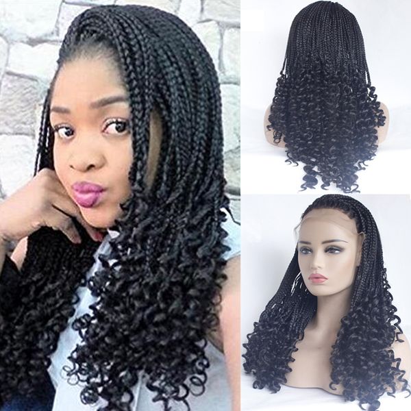 natural color micro braiding with curly tips synthetic lace front wigs parting braids braided wigs heat resistant fiber half hand weave, Black
natural color micro braiding with curly tips synthetic lace front wigs parting braids braided wigs heat resistant fiber half hand weave, Black