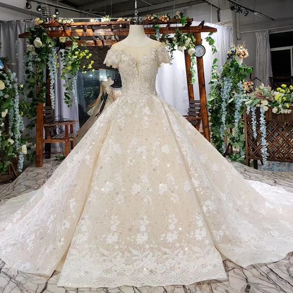 2019 latest bohemian wedding dress illusion o neck open keyhole back short sleeve sequin crystal beaded pattern satin wedding dress garden, White
2019 latest bohemian wedding dress illusion o neck open keyhole back short sleeve sequin crystal beaded pattern satin wedding dress garden, White