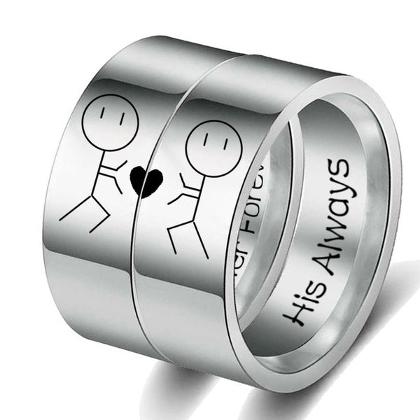 his always her forever couple ring simple wedding engagement lovers rings valentine's present, Silver
his always her forever couple ring simple wedding engagement lovers rings valentine's present, Silver