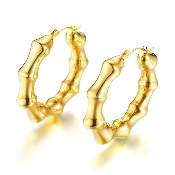 bamboo hoop earrings in golden stainless steel earing for women