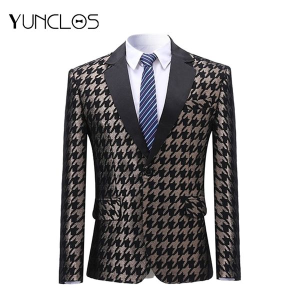 yunclos 2019 black gold plaid men blazer thousand birds wedding men suit jackets one button host dj blazer suit jackets male, White;black
yunclos 2019 black gold plaid men blazer thousand birds wedding men suit jackets one button host dj blazer suit jackets male, White;black
