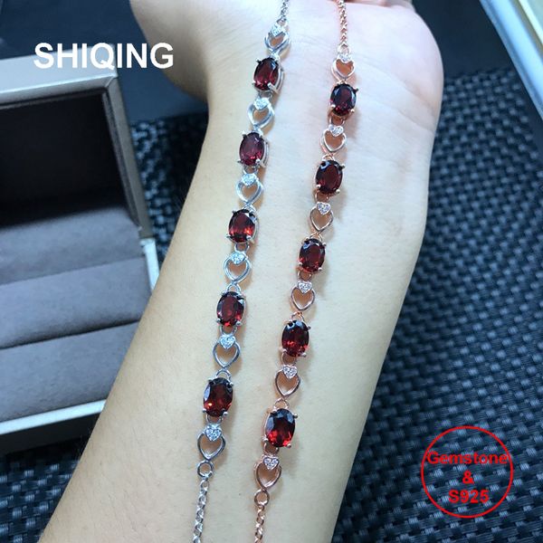 shiqing nature red garnet 925 sterling silver heart gemstone bracelet for women, Golden;silver
shiqing nature red garnet 925 sterling silver heart gemstone bracelet for women, Golden;silver