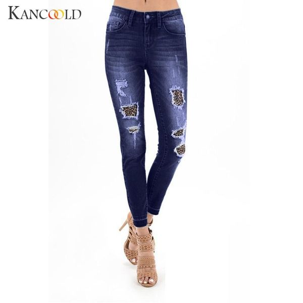 women's jeans kancoold women autumn elastic shredded leopard print spliced denim plus pants woman 2021oct26, Blue
women's jeans kancoold women autumn elastic shredded leopard print spliced denim plus pants woman 2021oct26, Blue