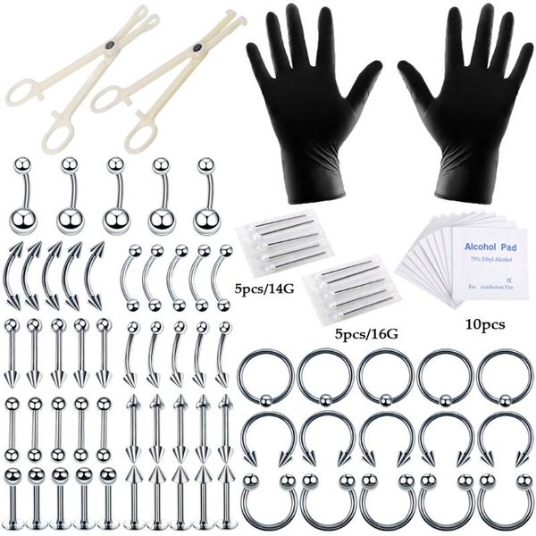 84pcs/set steel professional body piercing kit with needles septum nose ear stretching tongue belly nipple peircing kit, Slivery;golden
84pcs/set steel professional body piercing kit with needles septum nose ear stretching tongue belly nipple peircing kit, Slivery;golden