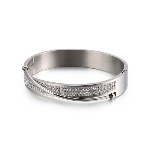korea style stainless steel jewelry woman cuff inlaid zircon cutout closed bangle tricolor fashion wholesale, Black
korea style stainless steel jewelry woman cuff inlaid zircon cutout closed bangle tricolor fashion wholesale, Black