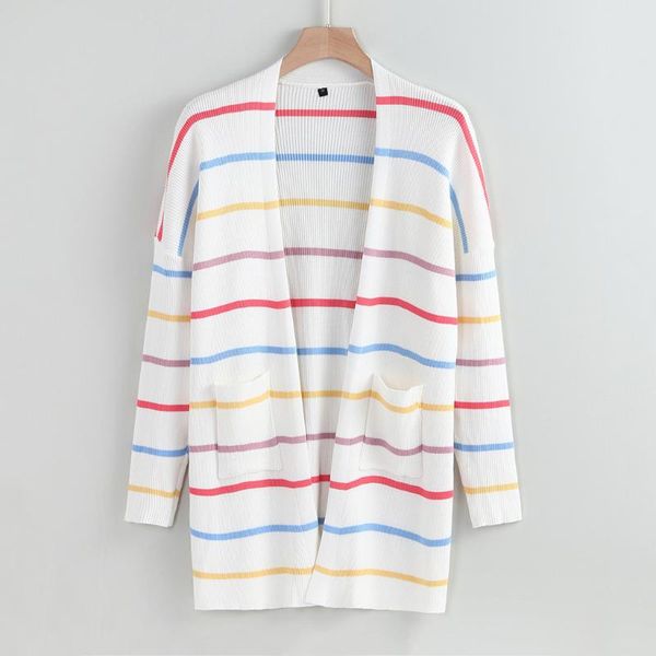 autumn sweater women long sleeve patchwork knitted open front rainbow striped cardigan women coat sueter mujer invierno 9.23, White
autumn sweater women long sleeve patchwork knitted open front rainbow striped cardigan women coat sueter mujer invierno 9.23, White