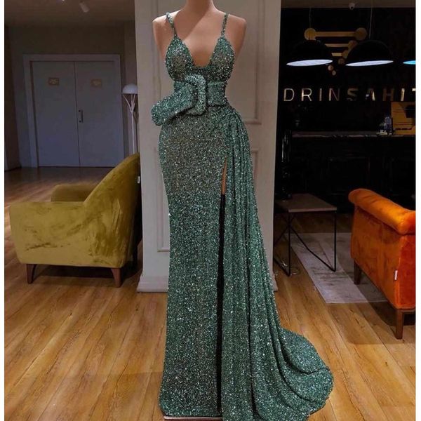 shinning sequined prom dresses with spaghetti straps high side split evening dress sweep train party gowns robe de soiree, Black
shinning sequined prom dresses with spaghetti straps high side split evening dress sweep train party gowns robe de soiree, Black