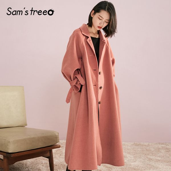 samstree sweet double side 48% wool coat solid pink turn-down collar button winter women long loose coat, Black
samstree sweet double side 48% wool coat solid pink turn-down collar button winter women long loose coat, Black