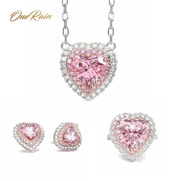 onerain romantic 100% 925 sterling silver heart pink sapphire gemstone white gold earrings ring necklace jewelry set wholesale, Black
onerain romantic 100% 925 sterling silver heart pink sapphire gemstone white gold earrings ring necklace jewelry set wholesale, Black