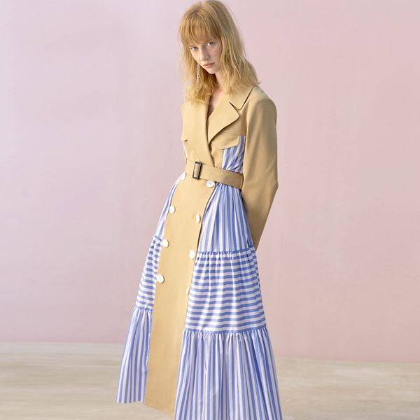 2019 fashion selling stripe patchwork long women coats camel trench coat lapel double breasted autumn, Tan;black
2019 fashion selling stripe patchwork long women coats camel trench coat lapel double breasted autumn, Tan;black