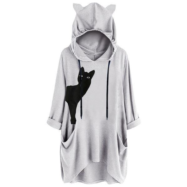 women long sweatshirt cat ear hoodies print loose casual hooded long sleeves pocket irregular pocket pullovers sudadera new, Black
women long sweatshirt cat ear hoodies print loose casual hooded long sleeves pocket irregular pocket pullovers sudadera new, Black