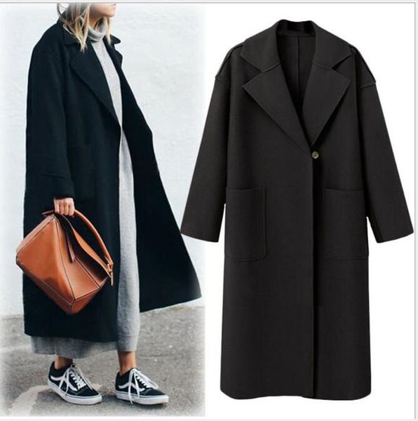 autumn winter new women's korean slim was thin woolen coat pure color long-sleeved temperament long section casual jacket cl52, Black
autumn winter new women's korean slim was thin woolen coat pure color long-sleeved temperament long section casual jacket cl52, Black