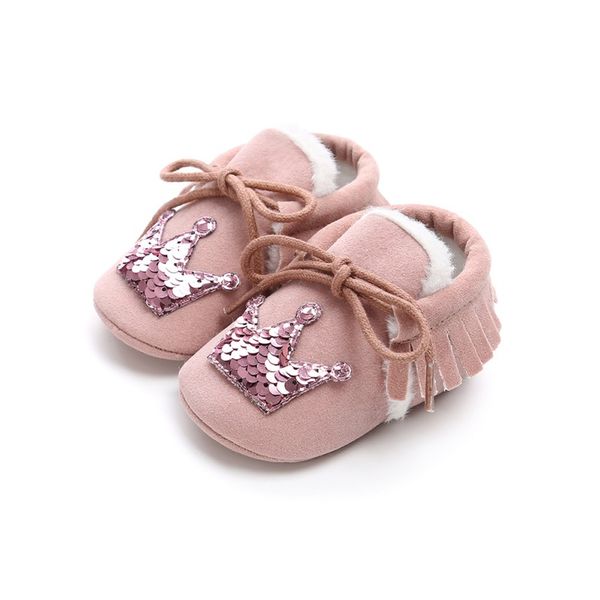 first walkers toddlers suede pu leather shoes xmas baby moccasins sequins crown infant prewalker soft soled
