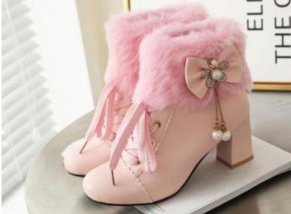 2019 women's boots in winter with new style high heel coarse heel round head @5086, Black
2019 women's boots in winter with new style high heel coarse heel round head @5086, Black