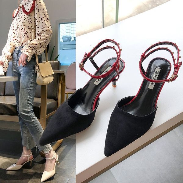 sandals female fairy wind 2020 joker rivet baotou after empty one word buckle belt fine with gao with single shoes, Black
sandals female fairy wind 2020 joker rivet baotou after empty one word buckle belt fine with gao with single shoes, Black