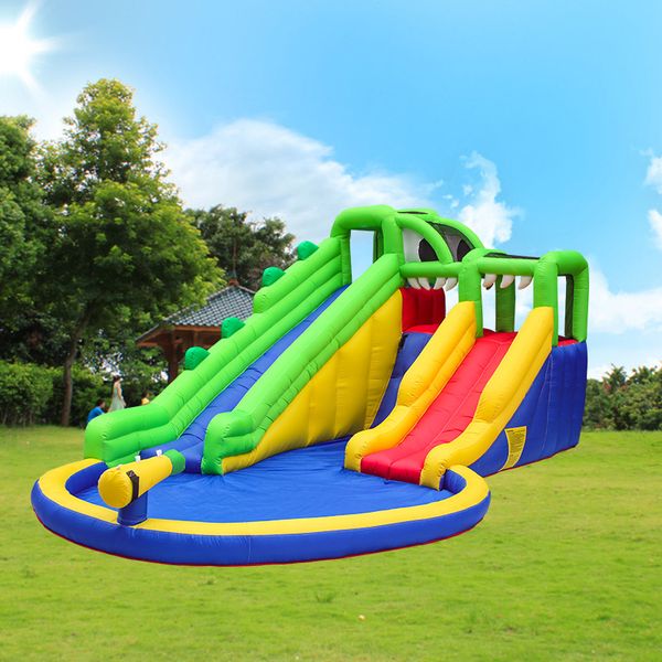 Funny Inflatable Crocodile Slides With Pool Commercial Jumping Castles For Sale Crocodile Inflatable Water Slide With Pool Water Spray Slide