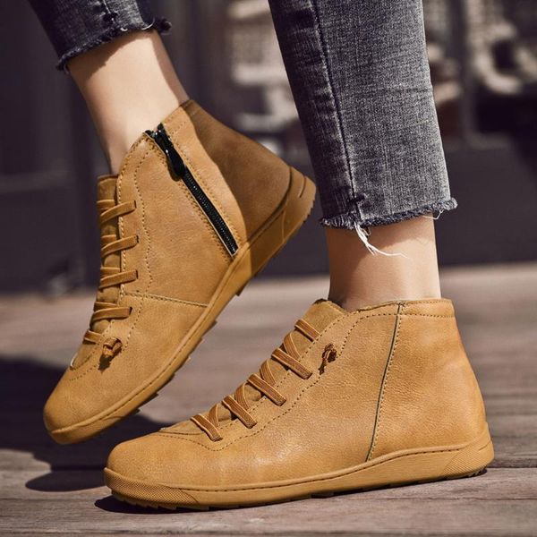 women casual flat leather retro lace-up boots side zipper shoe women outdoor casual leather walking sneakers#g20, Black
women casual flat leather retro lace-up boots side zipper shoe women outdoor casual leather walking sneakers#g20, Black