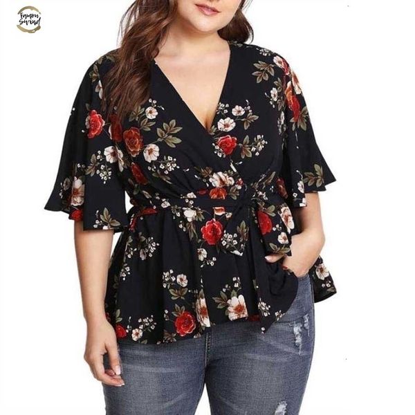 womens blouses and shirts summer deep v neck floral printed tunic shirt bandage large size regular loose blouse camisa, White
womens blouses and shirts summer deep v neck floral printed tunic shirt bandage large size regular loose blouse camisa, White