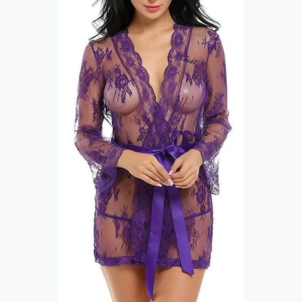 lingerie bathrobe women nightgown plus size long sleeves floral night gown women see through lace dressing robe, Black;red
lingerie bathrobe women nightgown plus size long sleeves floral night gown women see through lace dressing robe, Black;red