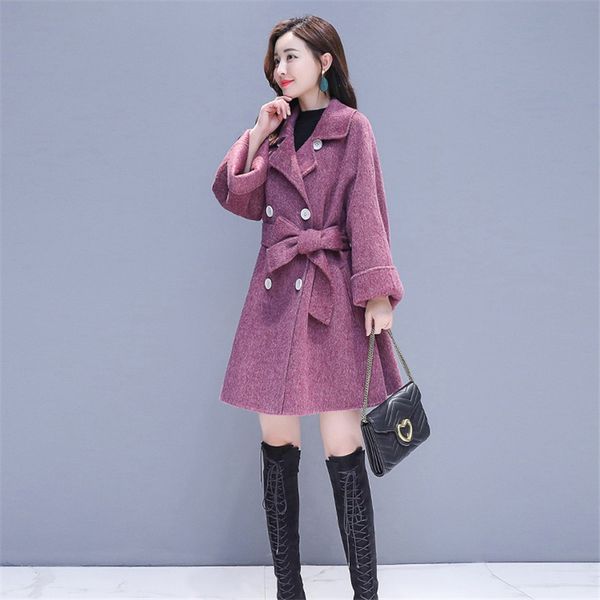 women jacket 2019 new loose medium long female woolen coat double-breasted simple spring ladies woolen jacket qw029, Black
women jacket 2019 new loose medium long female woolen coat double-breasted simple spring ladies woolen jacket qw029, Black