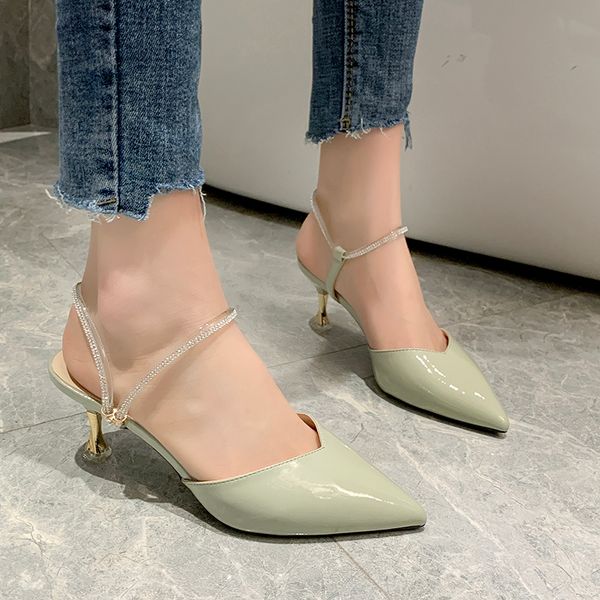 patent leather high heel sandals summer women shoes v mouth pointed toe back strap metal heel female shoes party women sandals, Black
patent leather high heel sandals summer women shoes v mouth pointed toe back strap metal heel female shoes party women sandals, Black